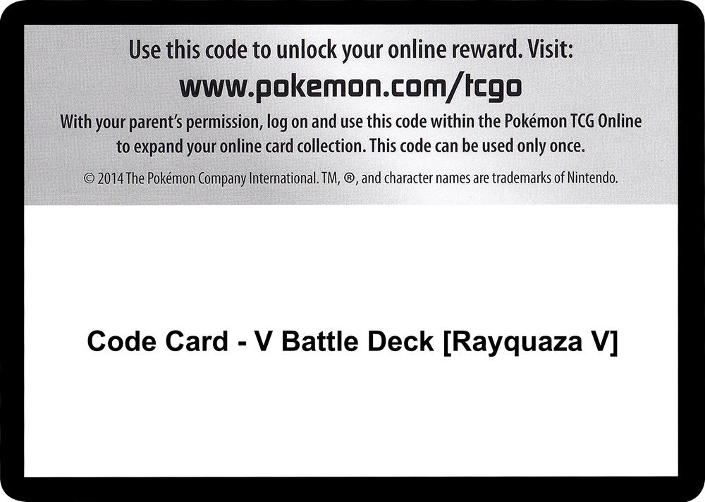 Image for Code Card - V Battle Deck [Rayquaza V] (Miscellaneous Cards & Products) - Pokemon