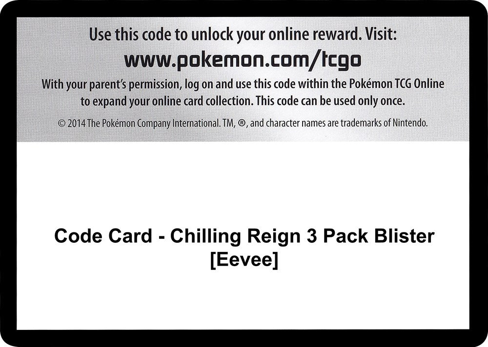 Image for Code Card - Chilling Reign 3 Pack Blister [Eevee] (SWSH06: Chilling Reign) - Pokemon