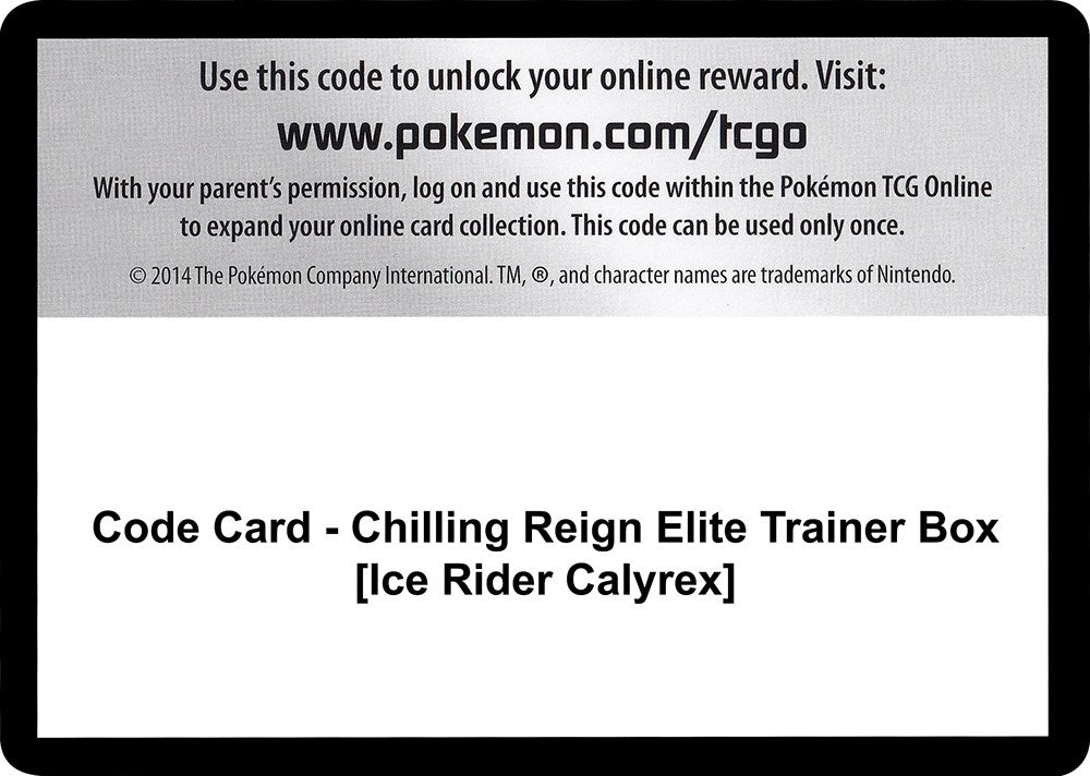 Image for Code Card - Chilling Reign Elite Trainer Box [Ice Rider Calyrex] (SWSH06: Chilling Reign) - Pokemon