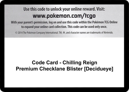 Image for Code Card - Chilling Reign Premium Checklane Blister [Decidueye] (SWSH06: Chilling Reign) - Pokemon