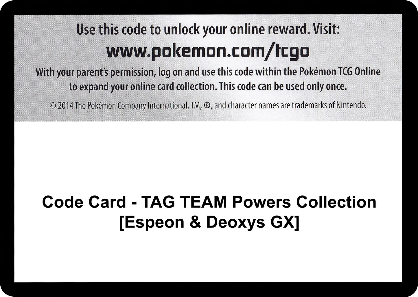 Image for Code Card - TAG TEAM Powers Collection [Espeon & Deoxys GX] (Miscellaneous Cards & Products) - Pokemon