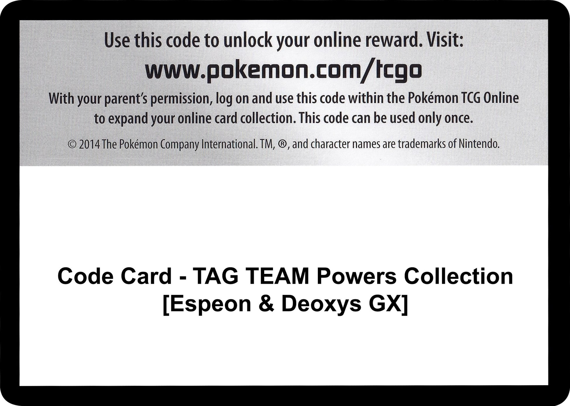 Image for Code Card - TAG TEAM Powers Collection [Espeon & Deoxys GX] (Miscellaneous Cards & Products) - Pokemon