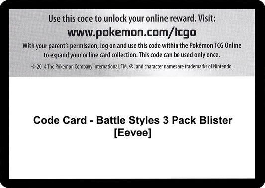 Image for Code Card - Battle Styles 3 Pack Blister [Eevee] (SWSH05: Battle Styles) - Pokemon