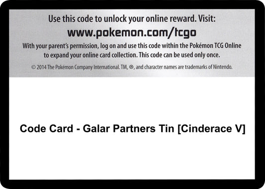 Image for Code Card - Galar Partners Tin [Cinderace V] (SWSH01: Sword & Shield Base Set) - Pokemon