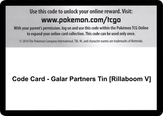 Image for Code Card - Galar Partners Tin [Rillaboom V] (SWSH01: Sword & Shield Base Set) - Pokemon