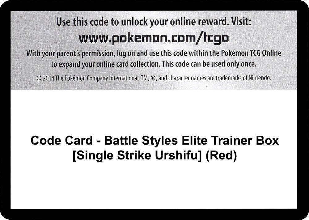 Image for Code Card - Battle Styles Elite Trainer Box [Single Strike Urshifu] (Red) (SWSH05: Battle Styles) - Pokemon