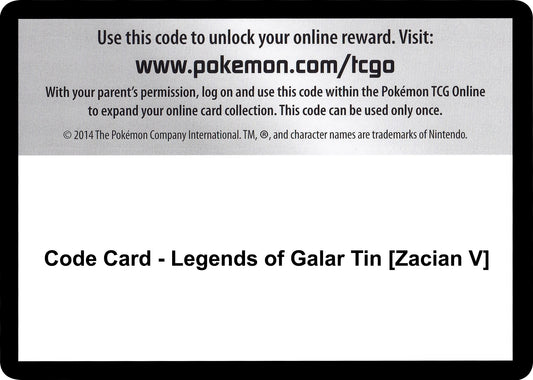 Image for Code Card - Legends of Galar Tin [Zacian V] (SWSH02: Rebel Clash) - Pokemon