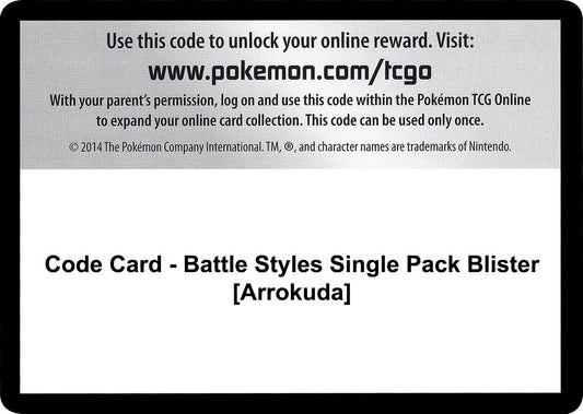 Image for Code Card - Battle Styles Single Pack Blister [Arrokuda] (SWSH05: Battle Styles) - Pokemon