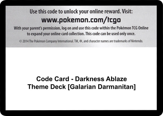 Image for Code Card - Darkness Ablaze Theme Deck [Galarian Darmanitan] (SWSH03: Darkness Ablaze) - Pokemon