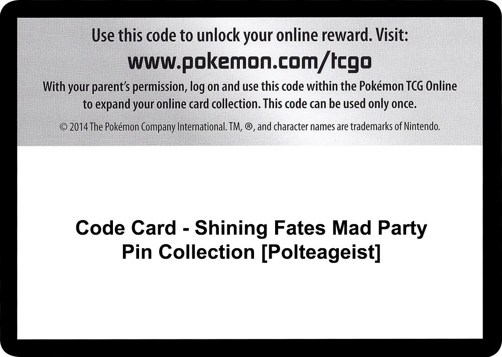 Image for Code Card - Shining Fates Mad Party Pin Collection [Polteageist] (Shining Fates) - Pokemon