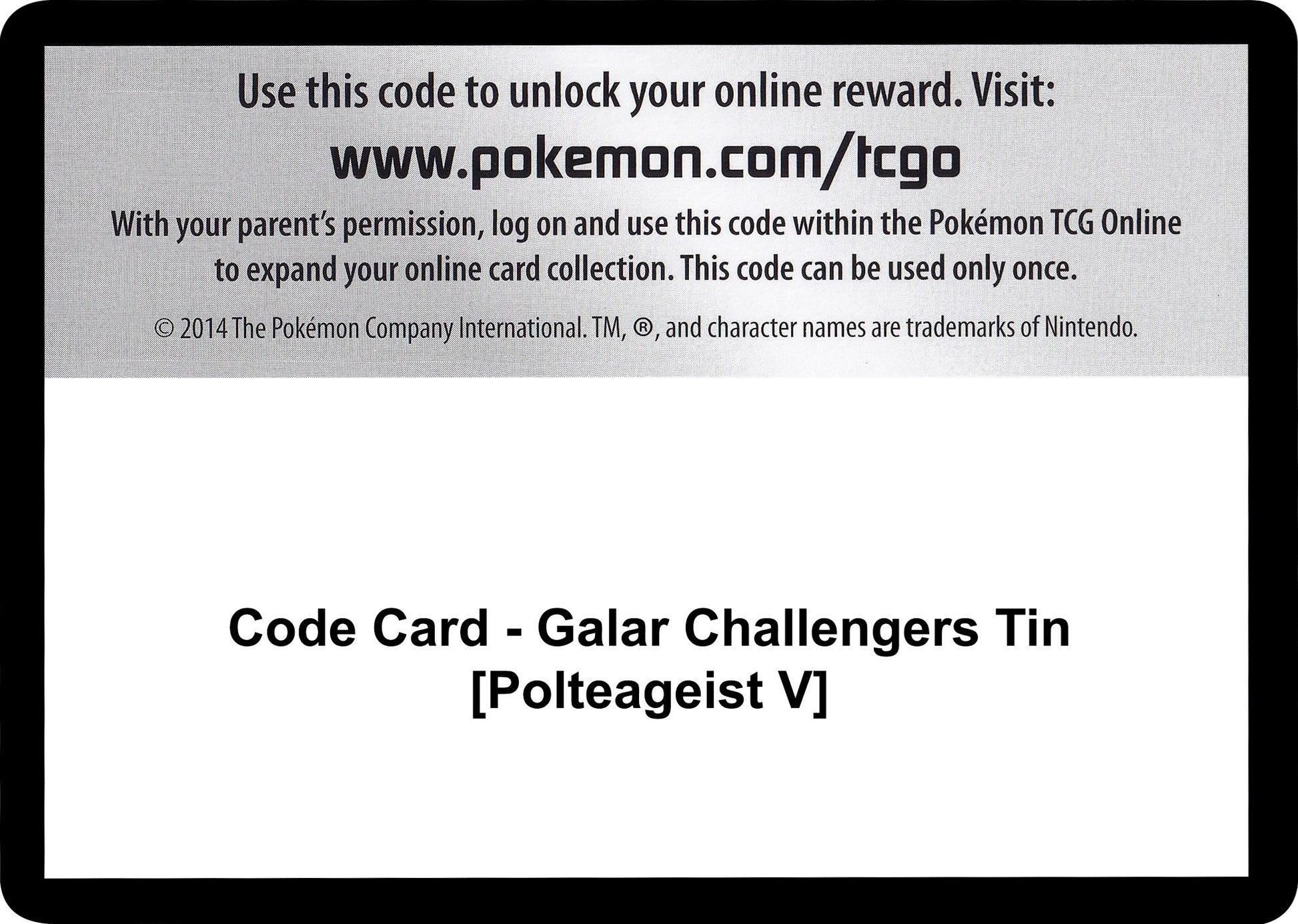 Image for Code Card - Galar Challengers Tin [Polteageist V] (Miscellaneous Cards & Products) - Pokemon