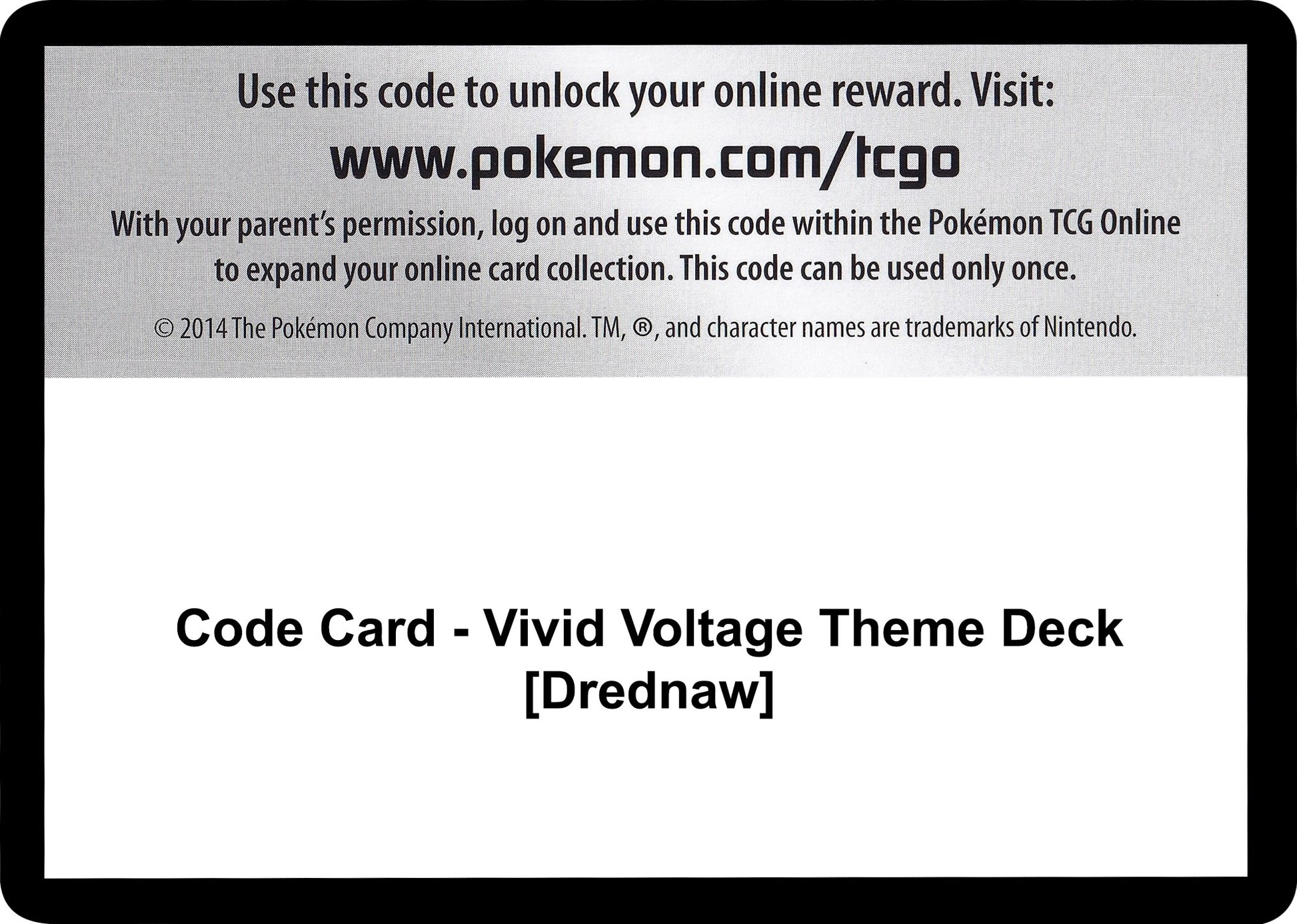 Image for Code Card - Vivid Voltage Theme Deck [Drednaw] (SWSH04: Vivid Voltage) - Pokemon