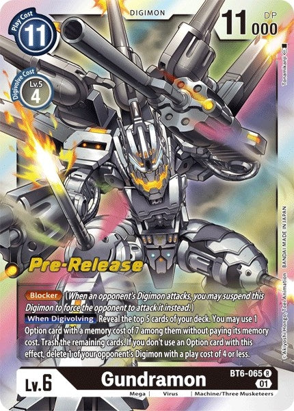 Image for Gundramon (BT6-065 R) (Double Diamond Pre-Release Cards) - Digimon Card Game
