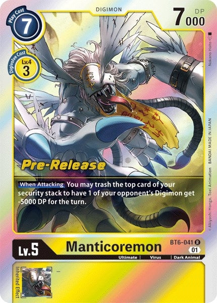 Image for Manticoremon (BT6-041 R) (Double Diamond Pre-Release Cards) - Digimon Card Game