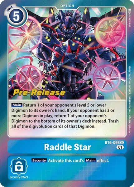 Image for Raddle Star (BT6-098 R) (Double Diamond Pre-Release Cards) - Digimon Card Game