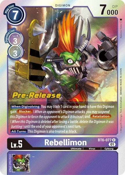 Image for Rebellimon (BT6-077 R) (Double Diamond Pre-Release Cards) - Digimon Card Game
