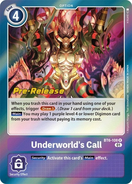 Image for Underworld's Call (BT6-108 R) (Double Diamond Pre-Release Cards) - Digimon Card Game