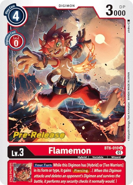 Image for Flamemon (BT6-010 U) (Double Diamond Pre-Release Cards) - Digimon Card Game