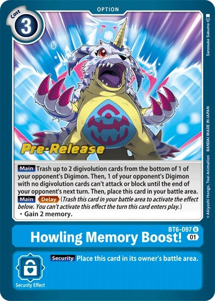 Image for Howling Memory Boost! (BT6-097 U) (Double Diamond Pre-Release Cards) - Digimon Card Game