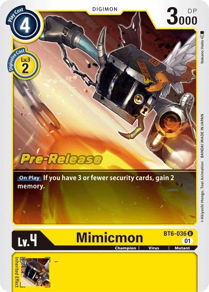 Image for Mimicmon (BT6-036 U) (Double Diamond Pre-Release Cards) - Digimon Card Game
