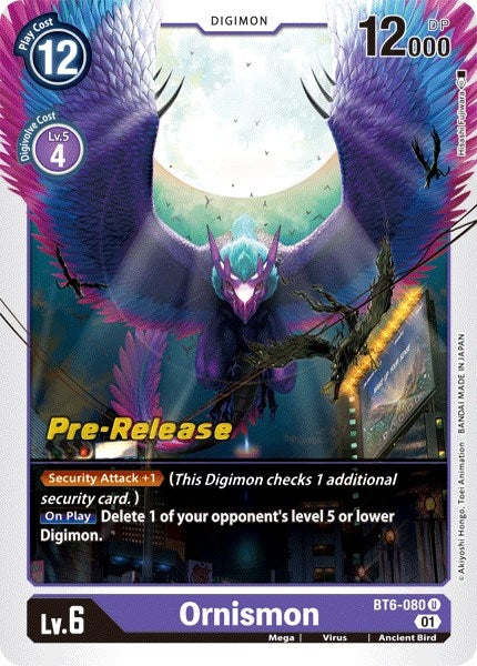 Image for Ornismon (BT6-080 U) (Double Diamond Pre-Release Cards) - Digimon Card Game