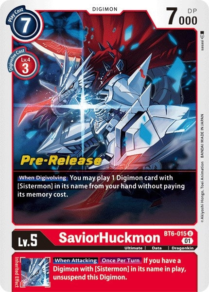 Image for SaviorHuckmon (BT6-015 U) (Double Diamond Pre-Release Cards) - Digimon Card Game