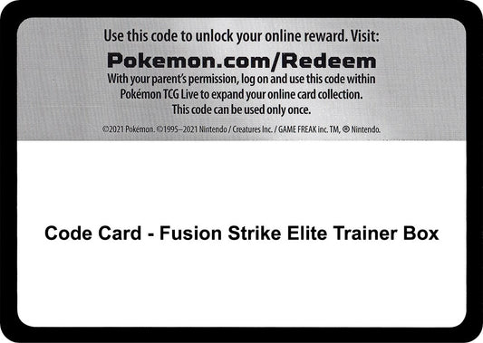 Image for Code Card - Fusion Strike Elite Trainer Box (SWSH08: Fusion Strike) - Pokemon