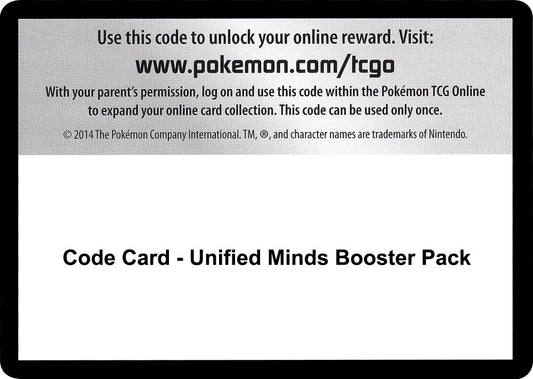 Image for Code Card - Unified Minds Booster Pack (SM - Unified Minds) - Pokemon