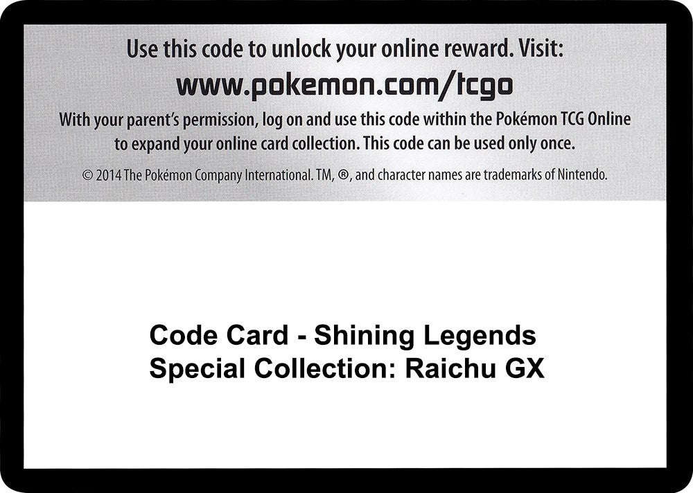 Image for Code Card - Shining Legends Special Collection: Raichu GX (Shining Legends) - Pokemon