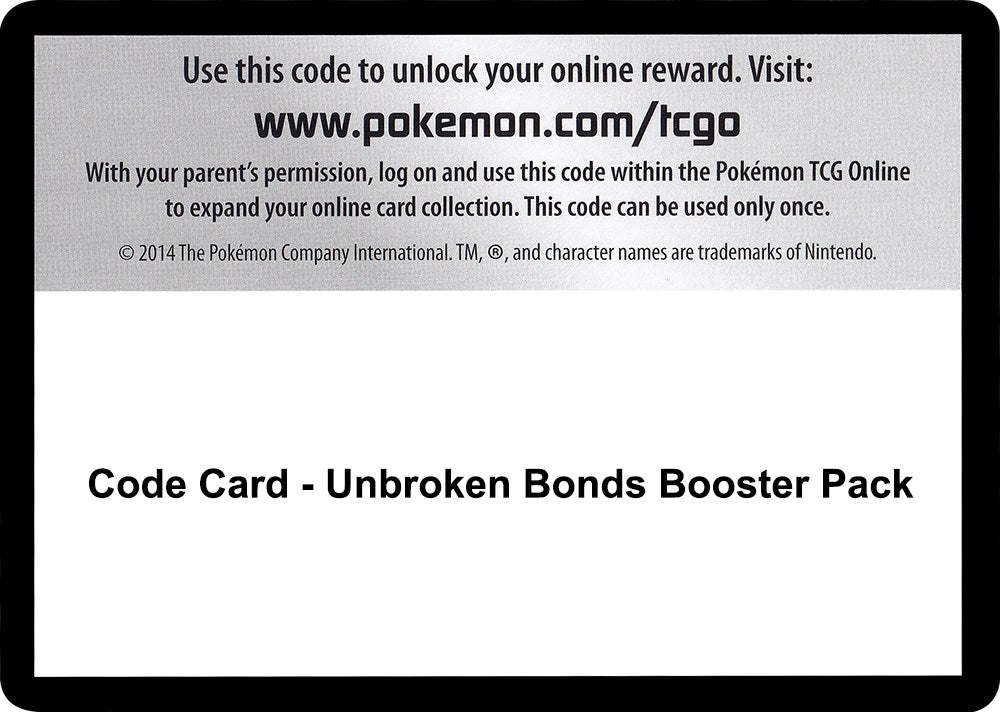 Image for Code Card - Unbroken Bonds Booster Pack (SM - Unbroken Bonds) - Pokemon