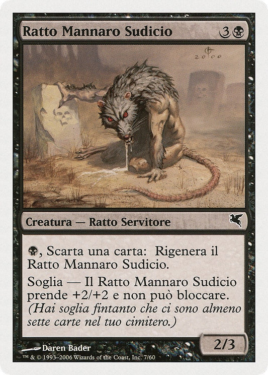 Image for Dirty Wererat (Italian) - "Ratto Mannaro Sudicio" (A7) (A7) (Magic Encyclopedia 2005 (Salvat/Hachette)) - Magic: The Gathering
