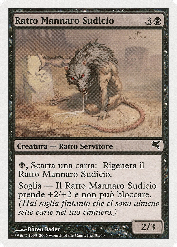 Image for Dirty Wererat (Italian) - "Ratto Mannaro Sudicio" (A31) (A31) (Magic Encyclopedia 2005 (Salvat/Hachette)) - Magic: The Gathering