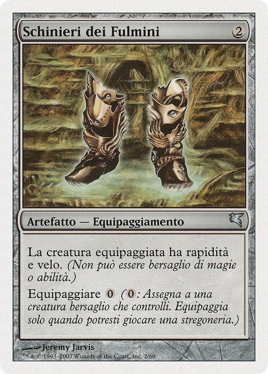 Image for Lightning Greaves (Italian) - "Schinieri dei Fulmini" (L2) (Magic Encyclopedia 2005 (Salvat/Hachette)) - Magic: The Gathering