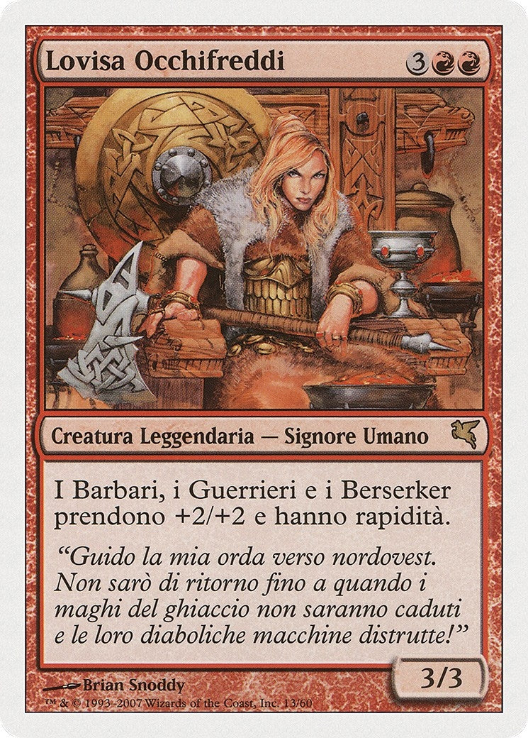 Image for Lovisa Coldeyes (Italian) - "Lovisa Occhifreddi" (I13) (Magic Encyclopedia 2005 (Salvat/Hachette)) - Magic: The Gathering