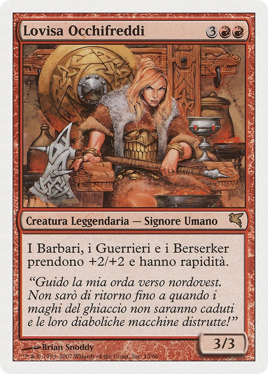 Image for Lovisa Coldeyes (Italian) - "Lovisa Occhifreddi" (I13) (Magic Encyclopedia 2005 (Salvat/Hachette)) - Magic: The Gathering