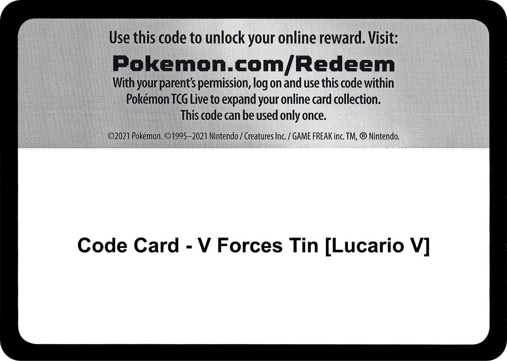 Image for Code Card - V Forces Tin [Lucario V] (Miscellaneous Cards & Products) - Pokemon