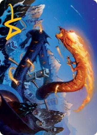 Image for Atsushi, the Blazing Sky Art Card (10/81) (Gold-Stamped Signature) (10) (Art Series: Kamigawa: Neon Dynasty) - Magic: The Gathering