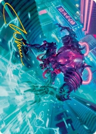Image for Surgehacker Mech Art Card (Gold-Stamped Signature) (45) (Art Series: Kamigawa: Neon Dynasty) - Magic: The Gathering