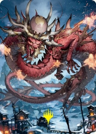 Image for Atsushi, the Blazing Sky Art Card (61/81) (Gold-Stamped Signature) (61) (Art Series: Kamigawa: Neon Dynasty) - Magic: The Gathering