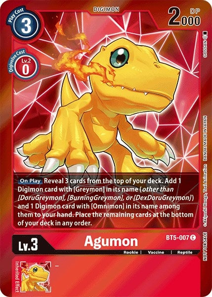 Image for Agumon (Event Pack 2) (BT5-007 C) (Battle of Omni) - Digimon Card Game