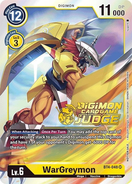 Image for WarGreymon (Judge Pack 1) (BT4-048 SR) (Great Legend) - Digimon Card Game