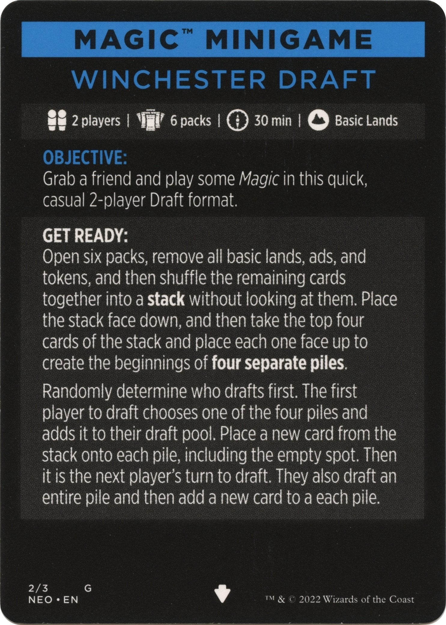 Image for Magic Minigame: Winchester Draft (2) (Kamigawa: Neon Dynasty) - Magic: The Gathering