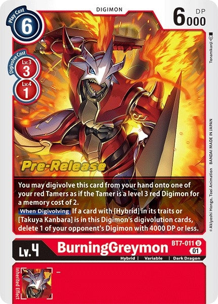 Image for BurningGreymon (BT7-011 U) (Next Adventure Pre-Release Cards) - Digimon Card Game