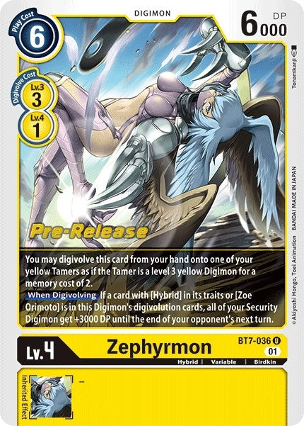 Image for Zephyrmon (BT7-036 U) (Next Adventure Pre-Release Cards) - Digimon Card Game