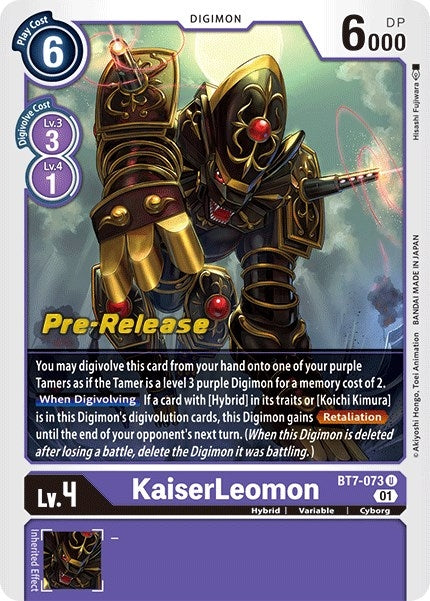 Image for KaiserLeomon (BT7-073 U) (Next Adventure Pre-Release Cards) - Digimon Card Game