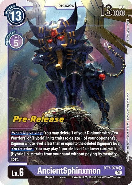 Image for AncientSphinxmon (BT7-078 R) (Next Adventure Pre-Release Cards) - Digimon Card Game