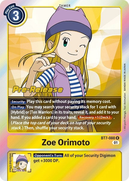 Image for Zoe Orimoto (BT7-088 R) (Next Adventure Pre-Release Cards) - Digimon Card Game
