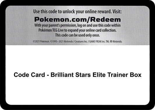 Image for Code Card - Brilliant Stars Elite Trainer Box (SWSH09: Brilliant Stars) - Pokemon