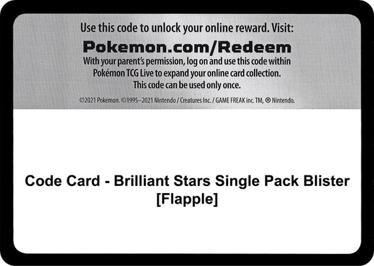 Image for Code Card - Brilliant Stars Single Pack Blister [Flapple] (SWSH09: Brilliant Stars) - Pokemon