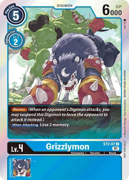 Image for Grizzlymon - ST2-07 (Official Tournament Pack Vol.4) (ST2-07 C) (Starter Deck 02: Cocytus Blue) - Digimon Card Game